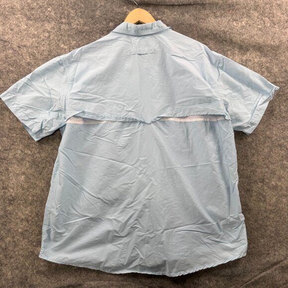 LL Bean Shirt Mens XL Blue Nylon Button Up Vented Hiking Outdoor Camp Fishing - Picture 2 of 10